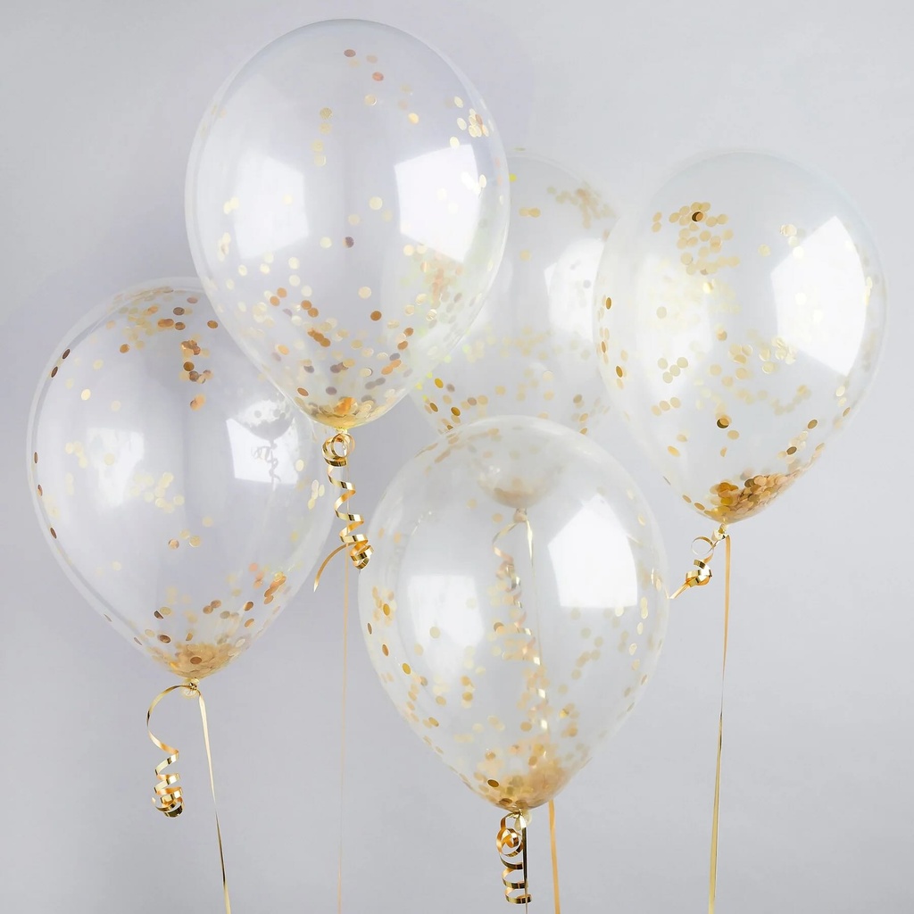 Confetti Ballons gold 12" (5xpk)