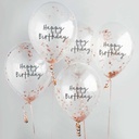 Confetti Ballons rose gold h/birthday 12 5pk