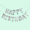 Ballon Garland silver 'happy birthday' 16''