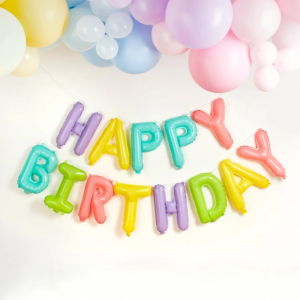 Ballon Garland pastel 'happy birthday' 16" foil