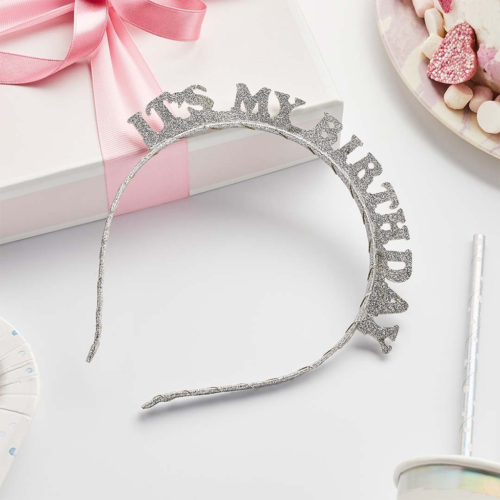 Headband silver birthday