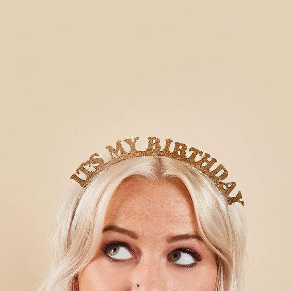 Headband gold birthday