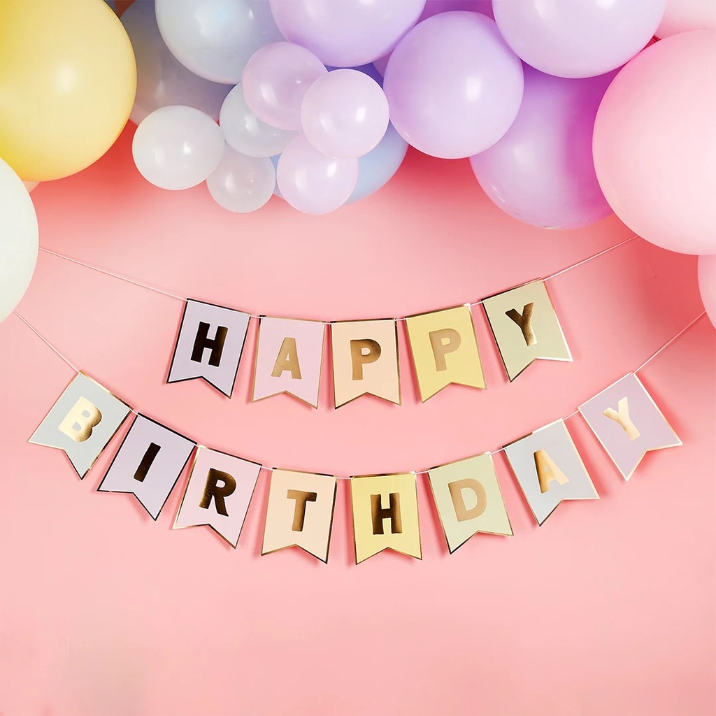 Hat pastel 'happy birthday' 10pcs