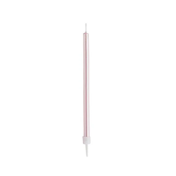 Candles & holders pink skinny C/12
