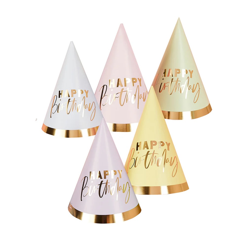 Hat pastel 'happy birthday' 10pcs
