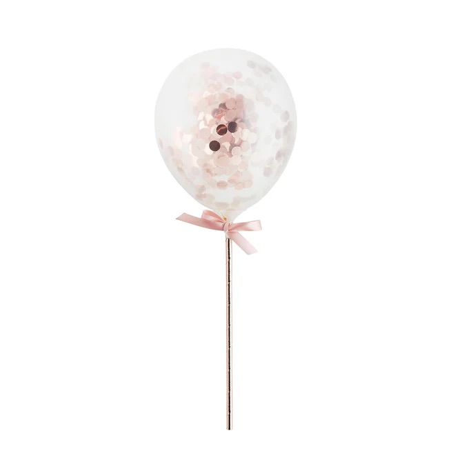 Rose Gold Mini Confetti Balloon Wands