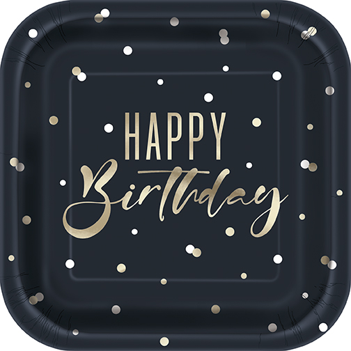 [P1.78844] Plato 7 Sq Silver Happy Birthday