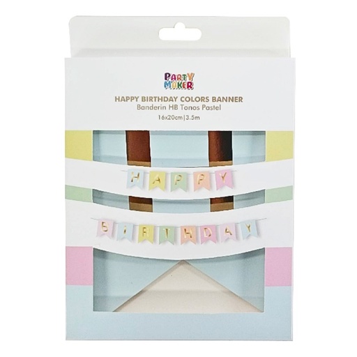 [P8.608376] Banderin de papel tonos Pastel con Foil HBday