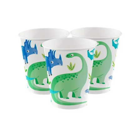 [P1.78306] Vaso 9oz Blue & Green Dinosaur C/8