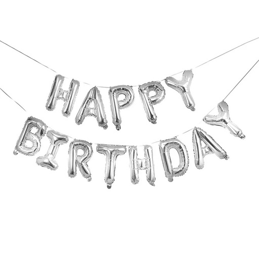 [P2.HBGP161] Ballon Garland silver 'happy birthday' 16''