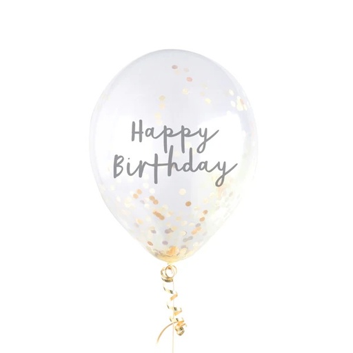 [P2.HBMM1118] Confetti Ballons gold happy birthday 12" 5pk