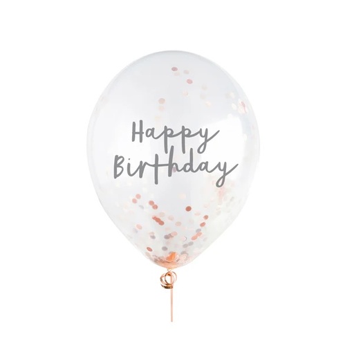 [P2.HBMM1119] Confetti Ballons rose gold h/birthday 12 5pk
