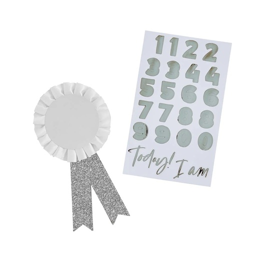 [P2.HBMM352] Silver Milestone Bday Badge W/Sticker