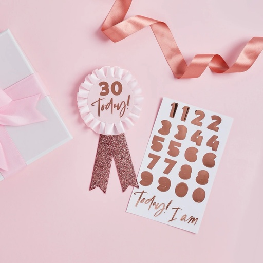 [P2.HBMM216] Gold Rose Bday Badge W/Sticker