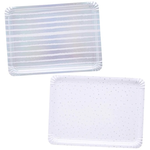 [P2.HBMM166] Iridescent Striped & Spotted Paper Trays 4pz
