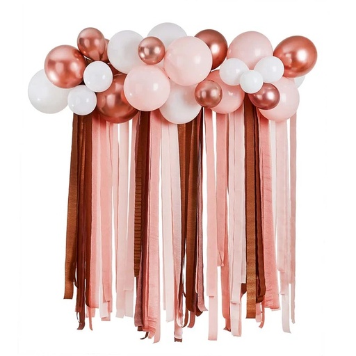 [P2.HBMM356] Rose Gold Metallic Balloon & Streamer Backdrop Set