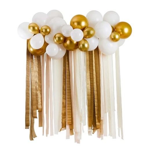 [P2.HBMM358] Gold Metallic Balloon & Streamer Backdrop Set
