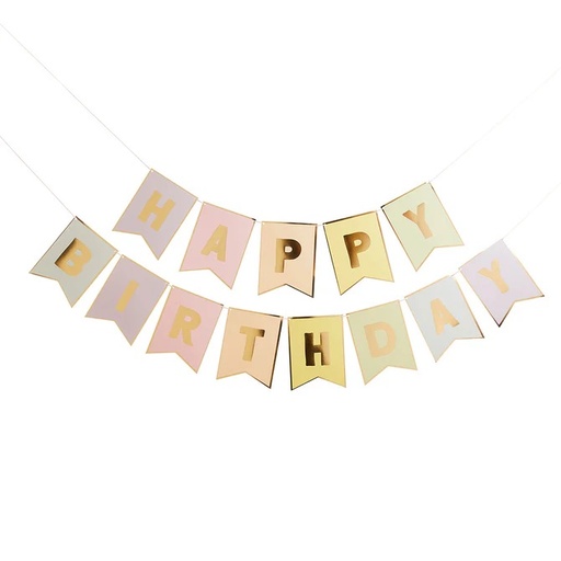 [P2.HBPP200] Pastel 'Happy Birthday' Flag Banner 3M