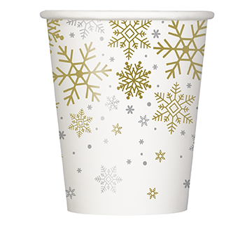 [P1.77126] Vaso 9oz Silver & Gold Snowflake C/8